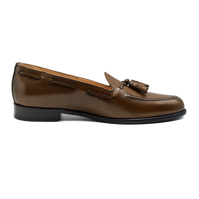 15-584-CRM FRANCO Italian Calfskin Tassel Loafer, Caramel