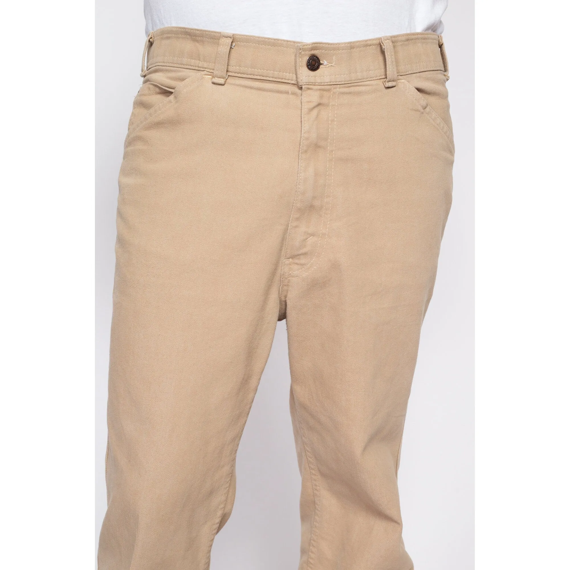 35" Waist 70s Levi's Tan Cotton Trousers