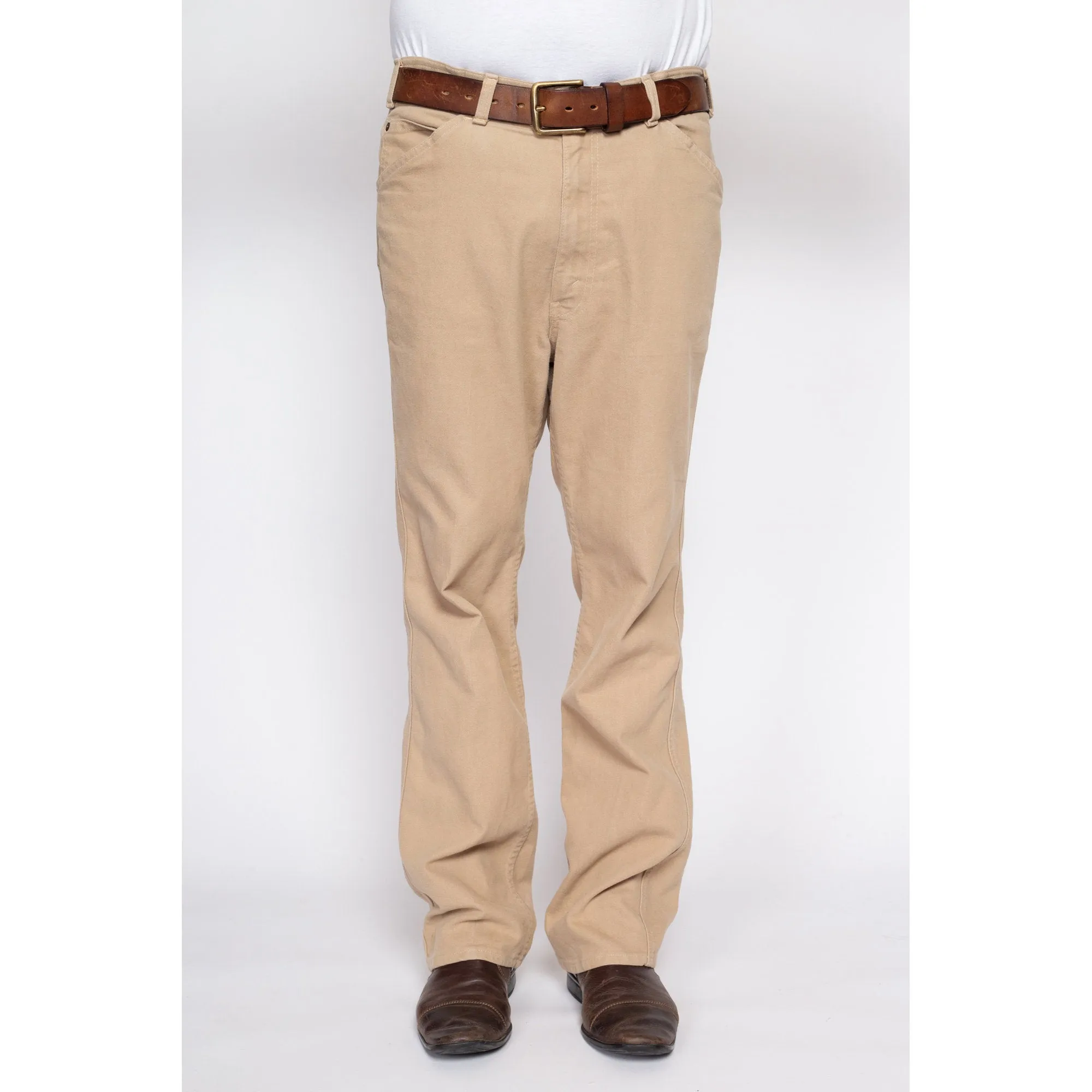 35" Waist 70s Levi's Tan Cotton Trousers