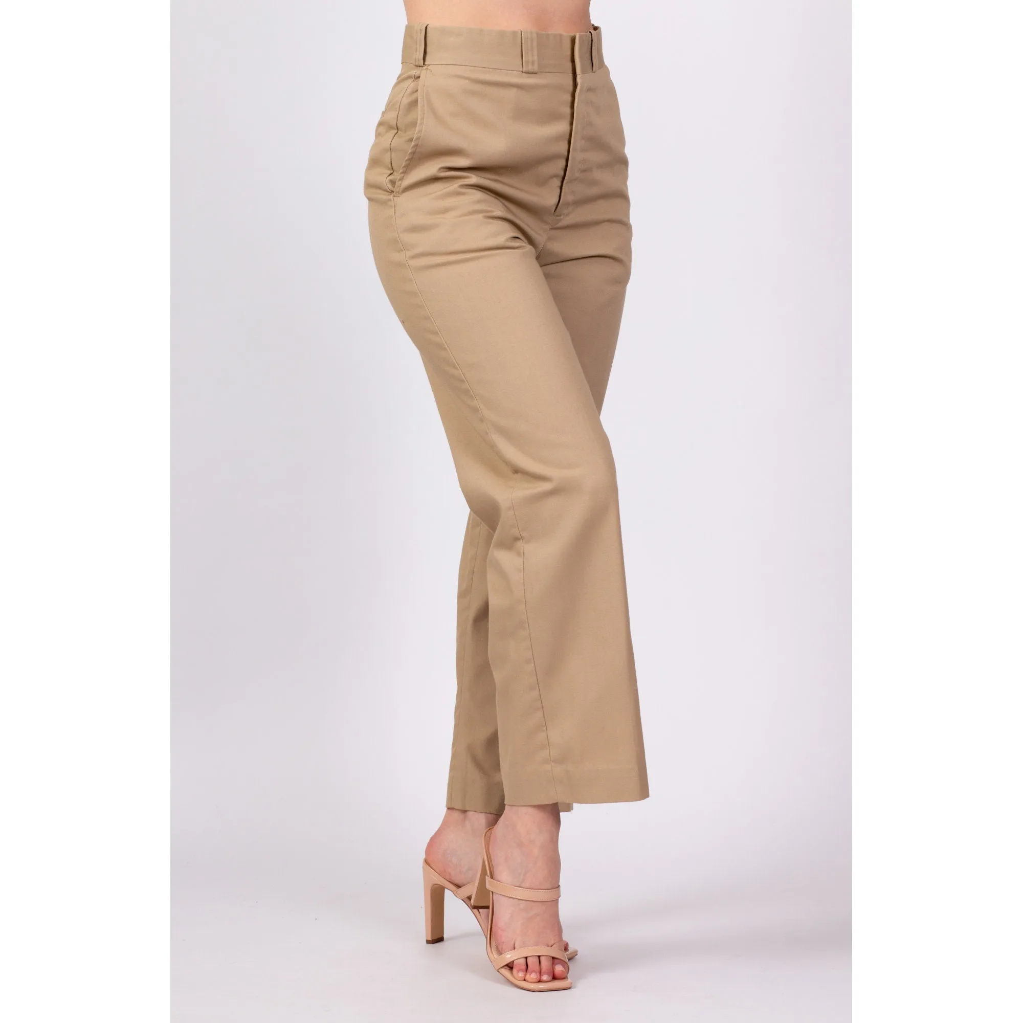 70s Khaki Straight Leg Pants - Men's Small, Women's Medium, 29.5"