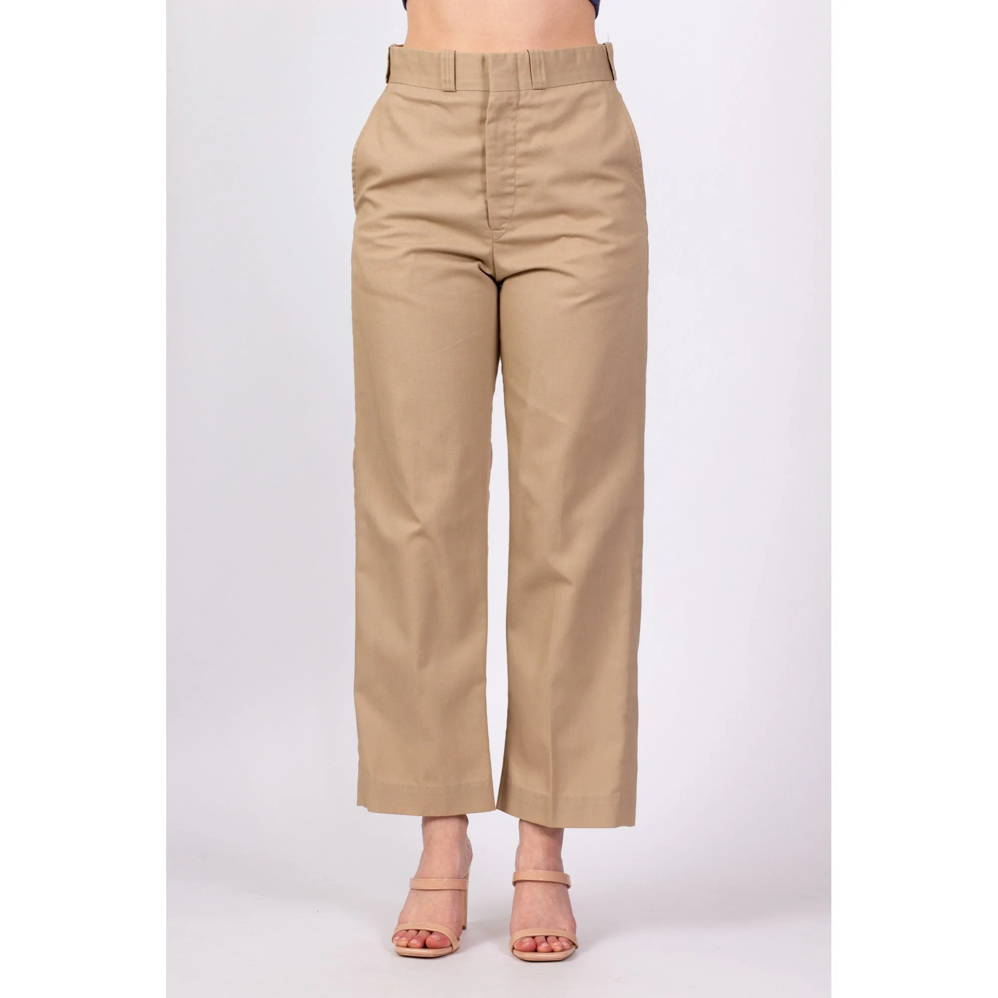 70s Khaki Straight Leg Pants - Men's Small, Women's Medium, 29.5"