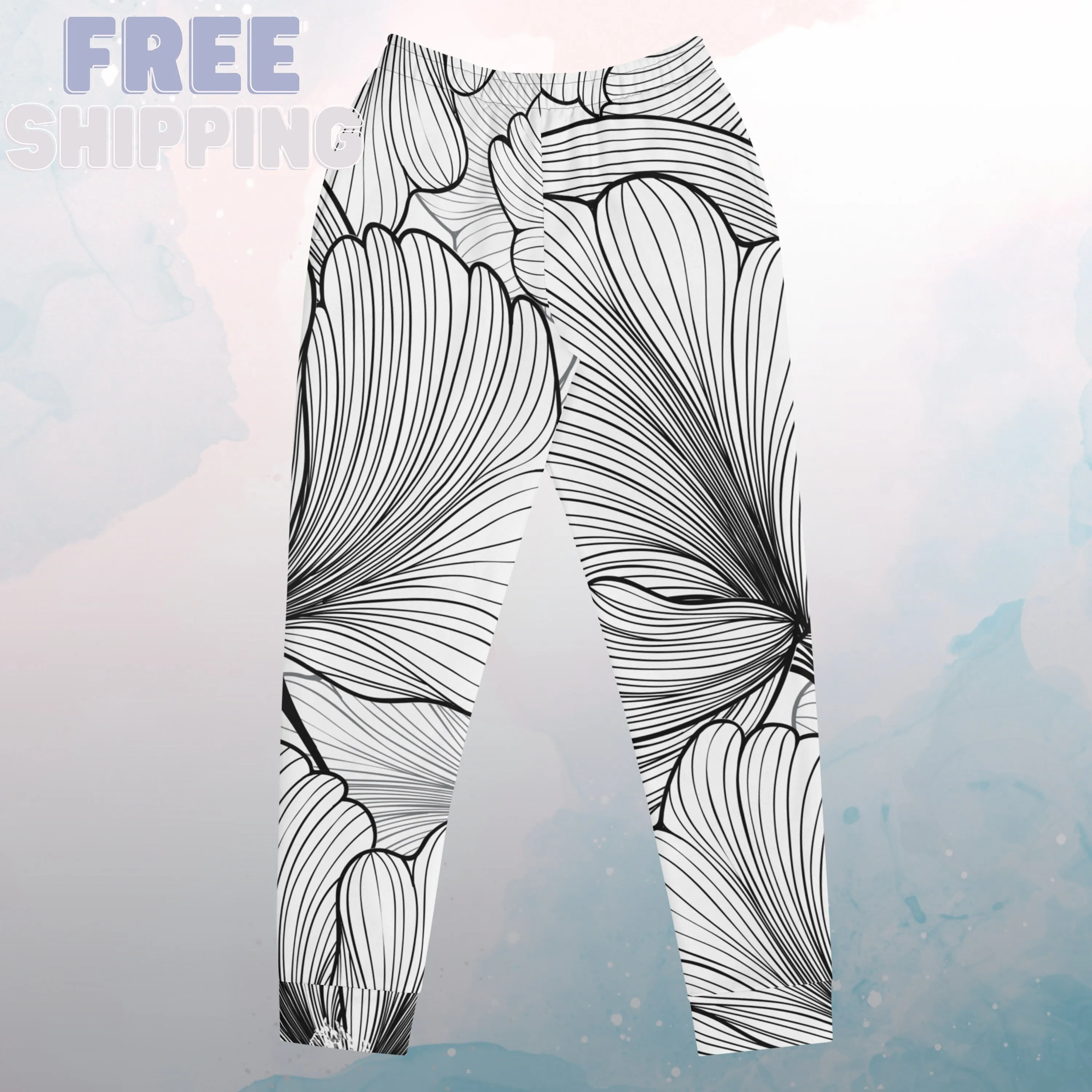 Abstract Lines Floral Pattern Womens Joggers Sweatpants