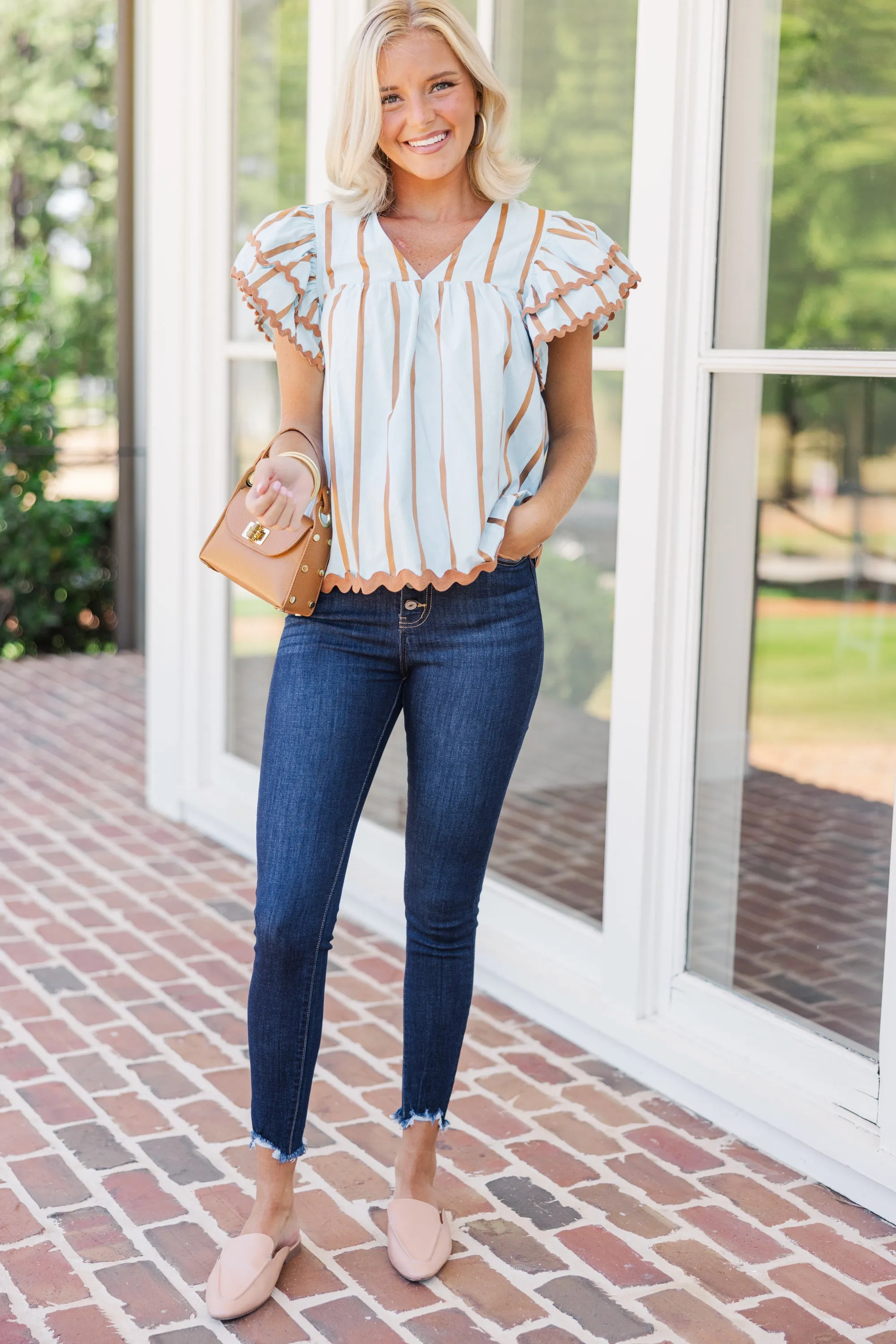 As It Happens Blue Striped Blouse