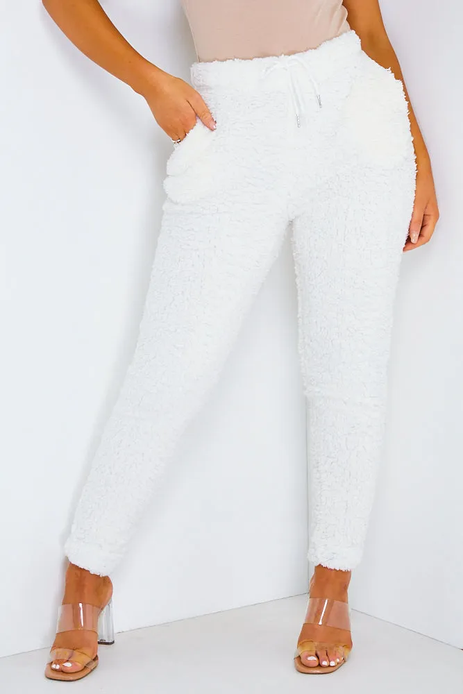 Athena Cream Teddy Fur Joggers