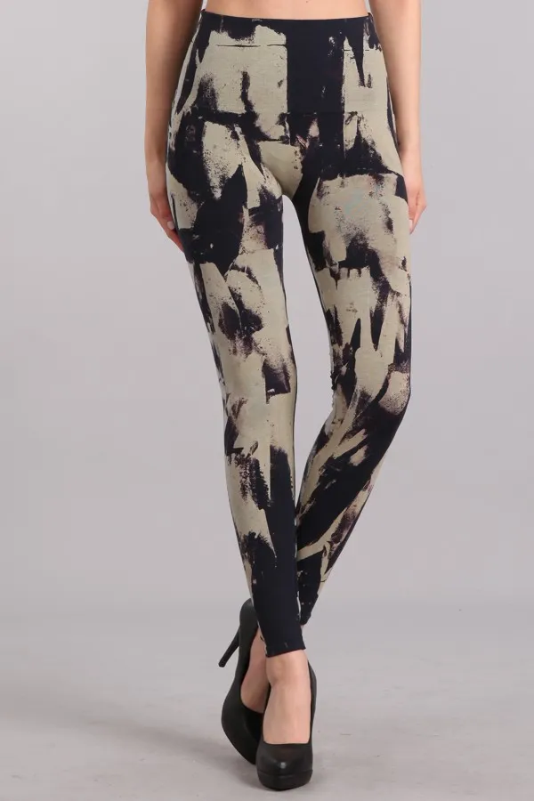 B2361USAW High Waist Full Length Patterned Leggings