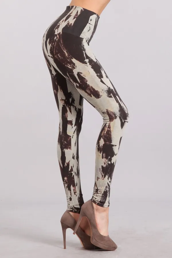 B2361USAW High Waist Full Length Patterned Leggings