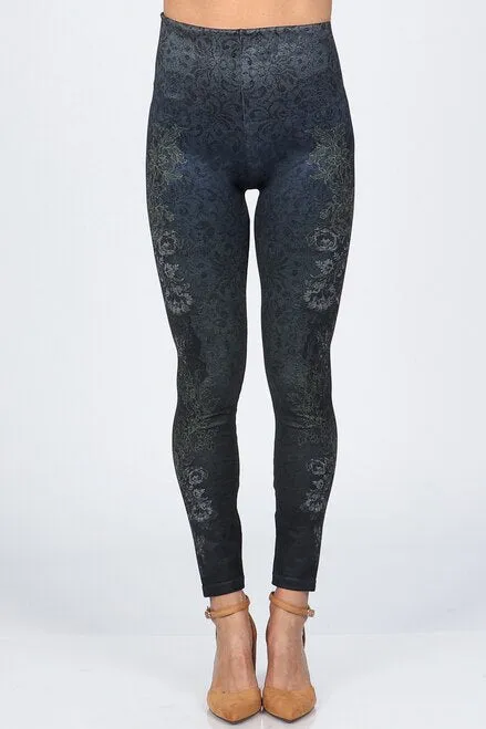 B4292AA High Waist Full Length Legging Lacey Damask