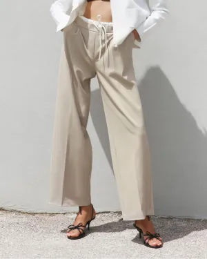 BEIGE WIDE LEG TROUSERS