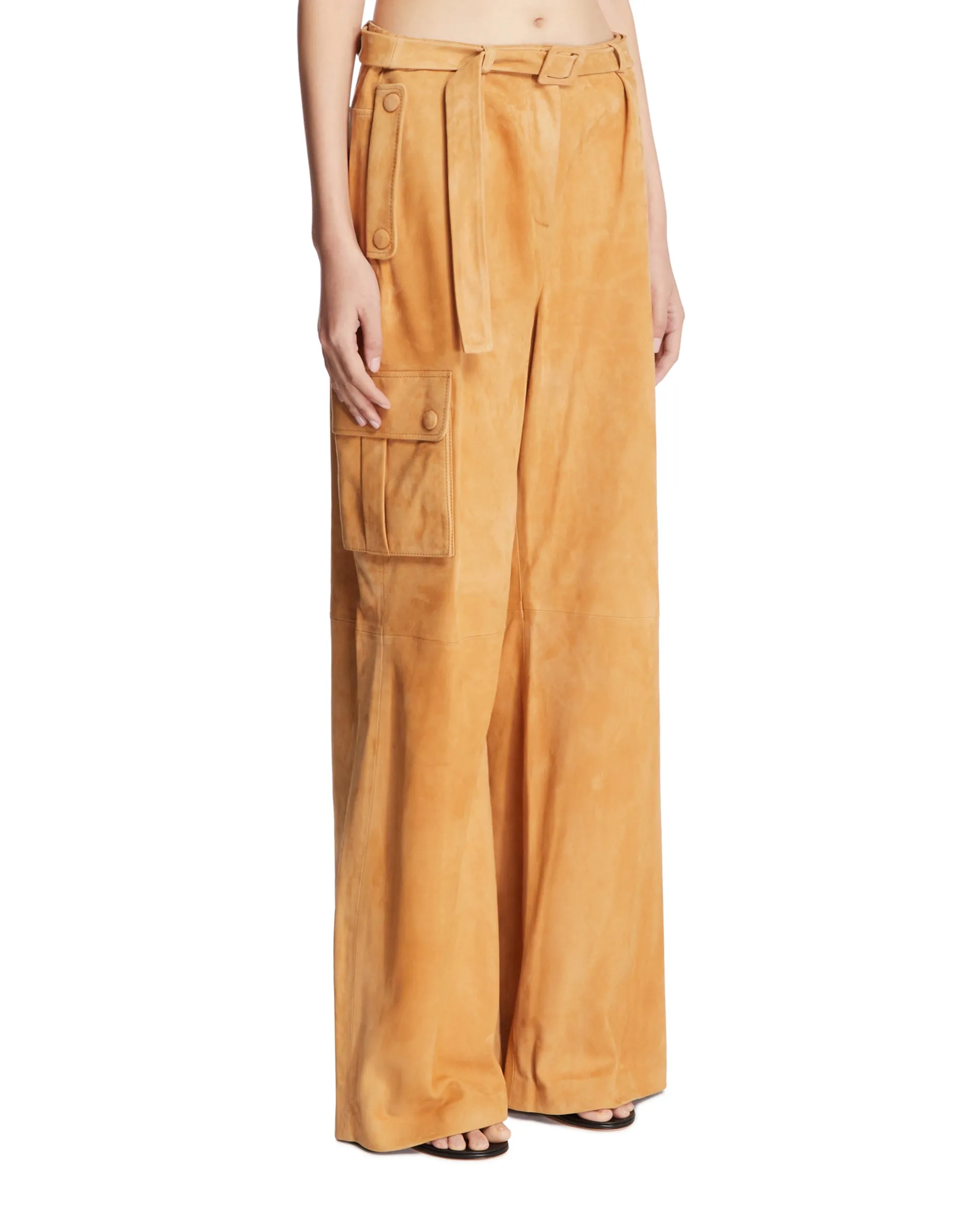 Beige Wide Leg Trousers