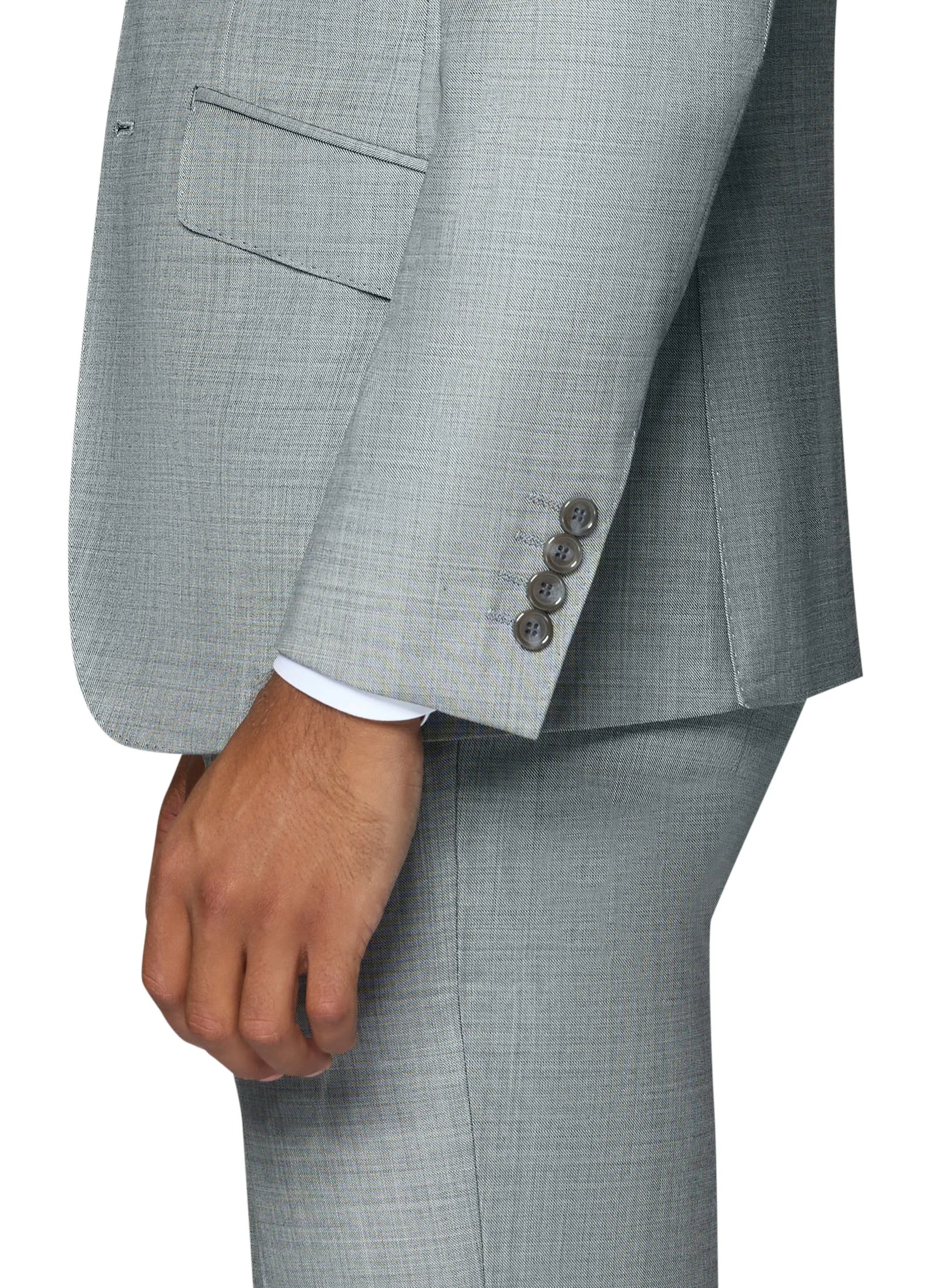 Berragamo Elegant 10015-210 Sharkskin Wool Suit - Grey