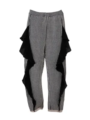 Black Frilled Rib Pants