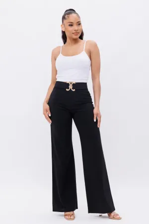 Black Straight Leg Palazzo Pants