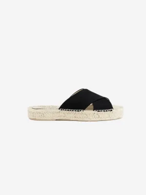 Black Suede Slides