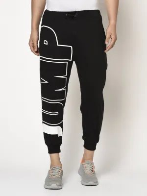 Black Terry With JUMP Placement Printed Jogger