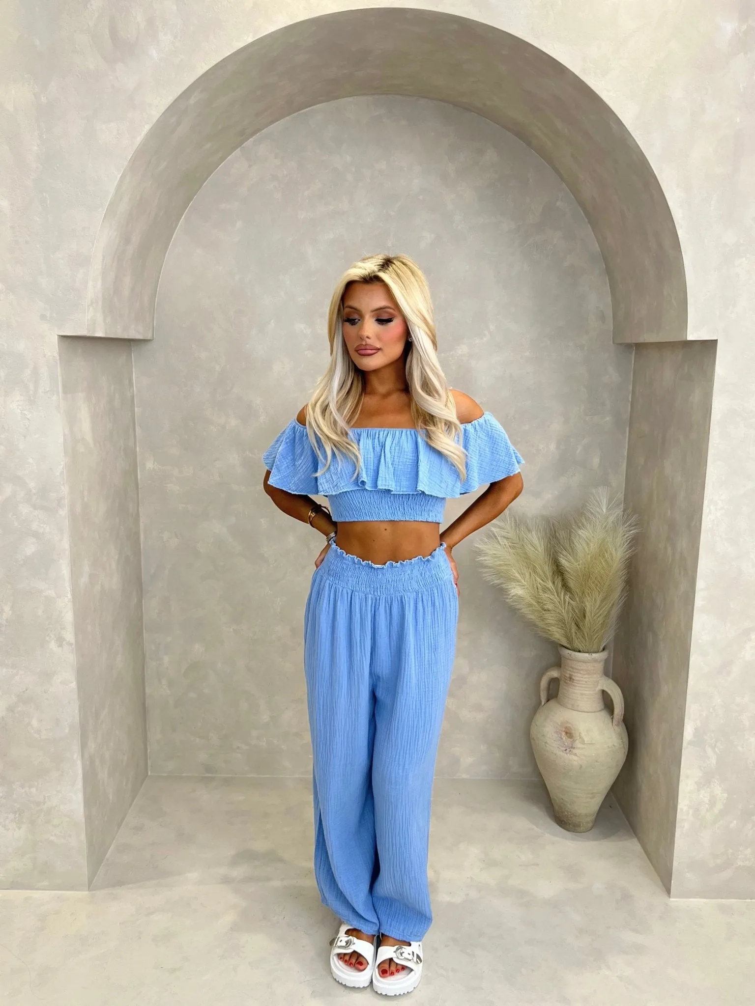 Blue Santorini Short Wide Leg Trouser