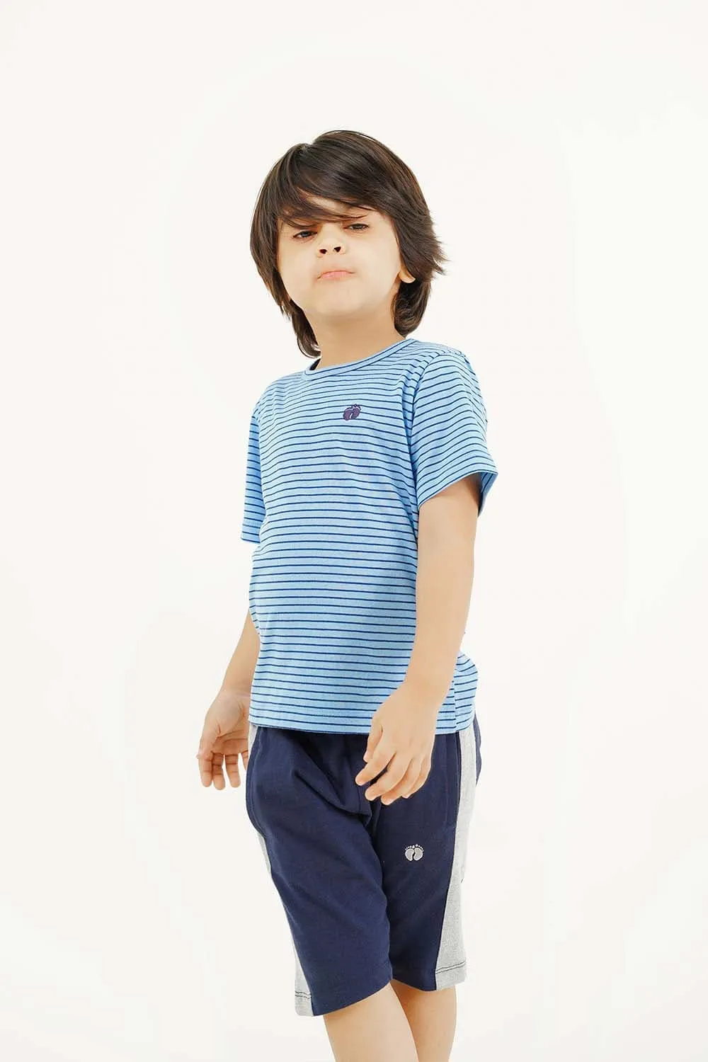 Boy's Short Sleeves Yarn Dyed Crew