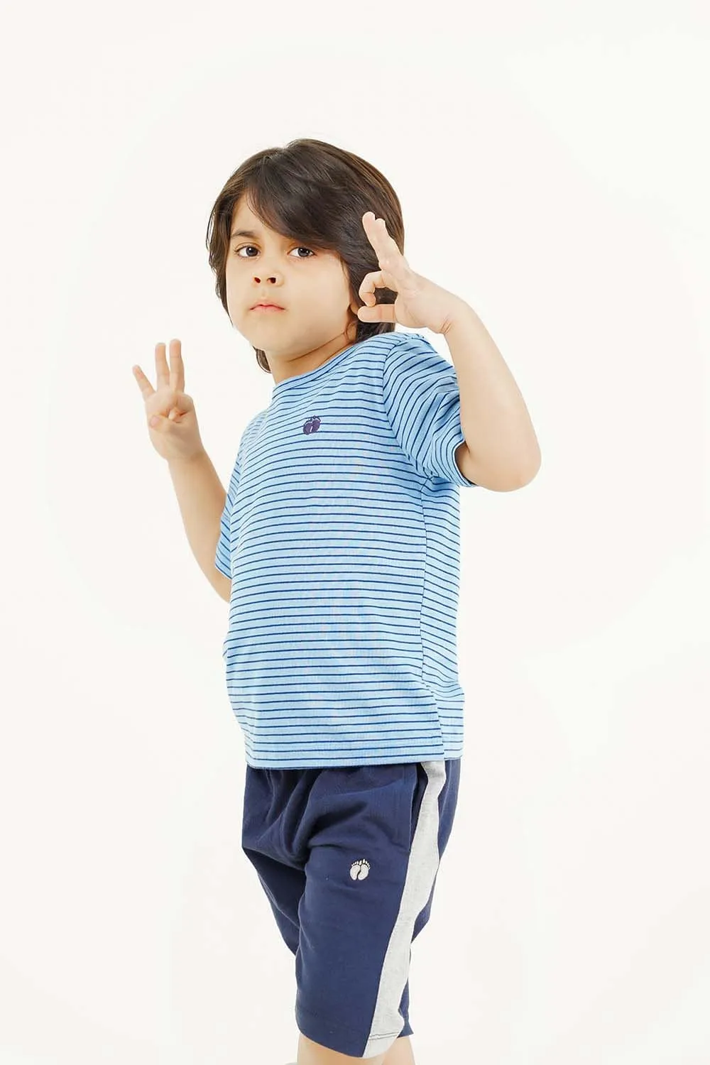 Boy's Short Sleeves Yarn Dyed Crew