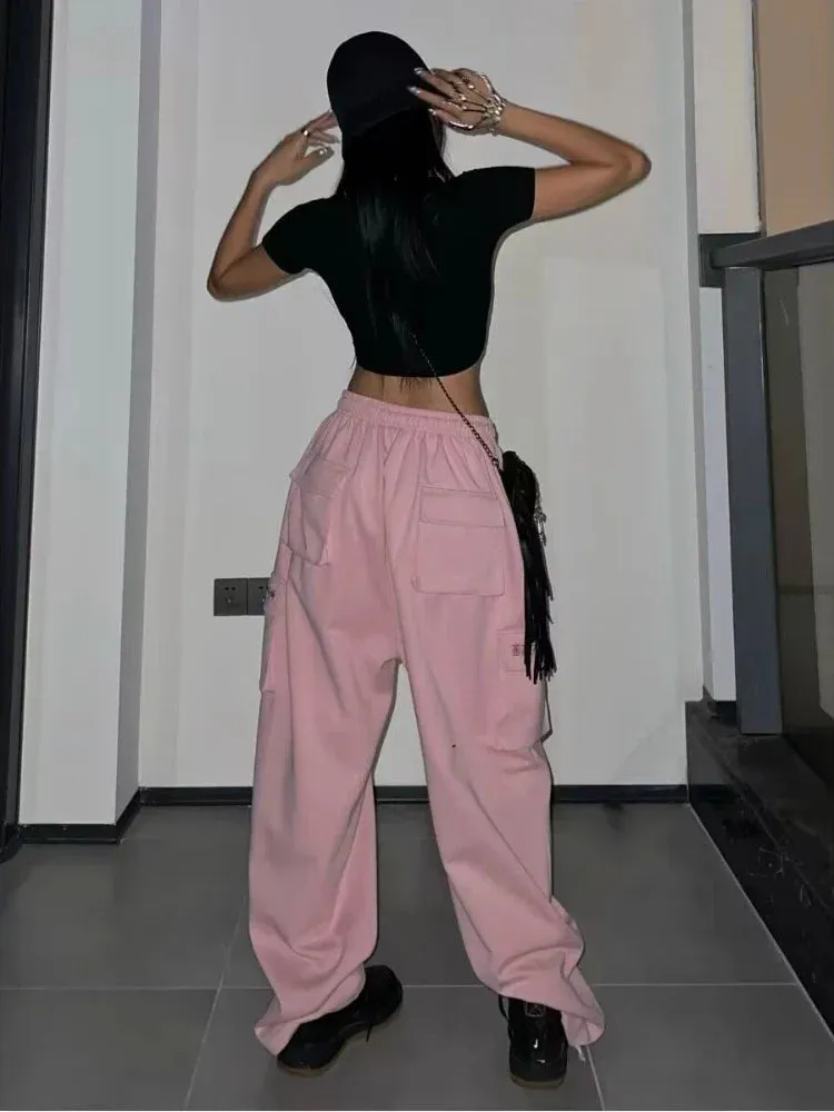 Cargo Pants Women Hip Hop High Waist Baggy Wide Leg Trousers Y2k Streetwear Pants