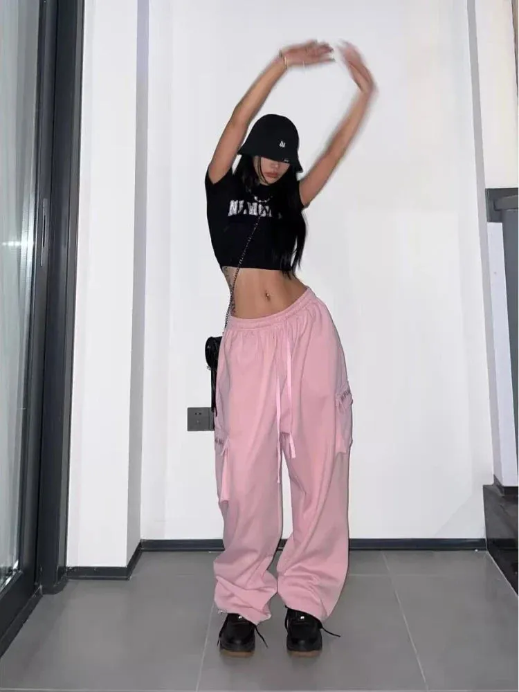 Cargo Pants Women Hip Hop High Waist Baggy Wide Leg Trousers Y2k Streetwear Pants