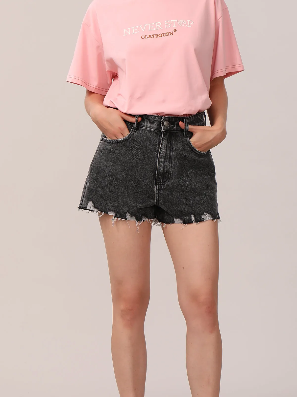 Classic Frayed Denim Shorts