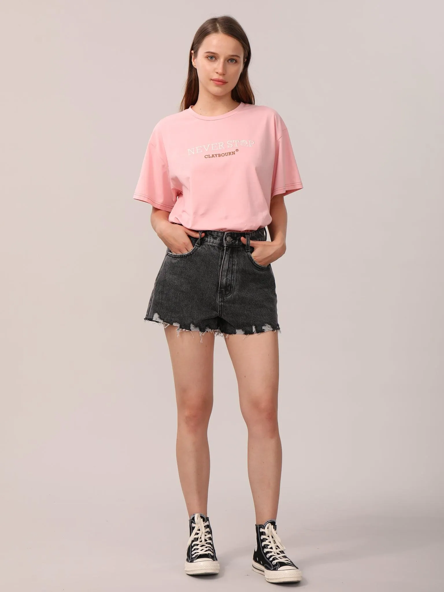 Classic Frayed Denim Shorts