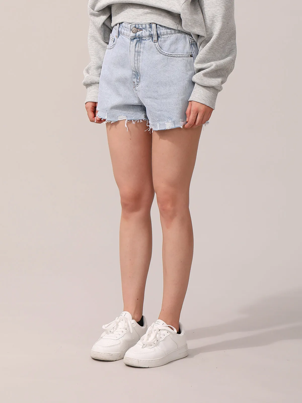 Classic Frayed Denim Shorts