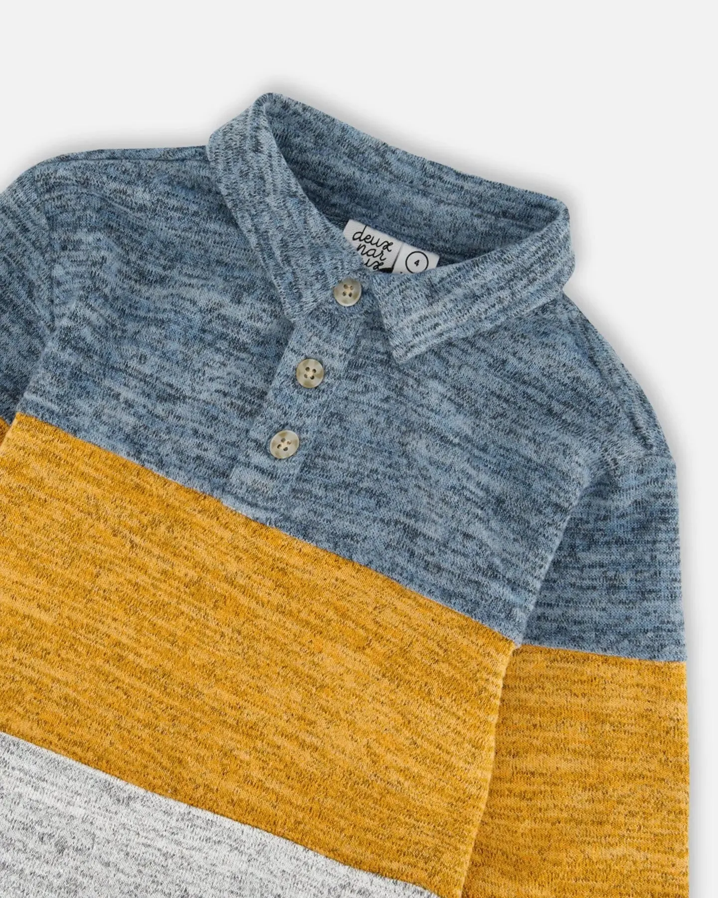 Colorblock Polo Stripe Blue, Orange And Grey