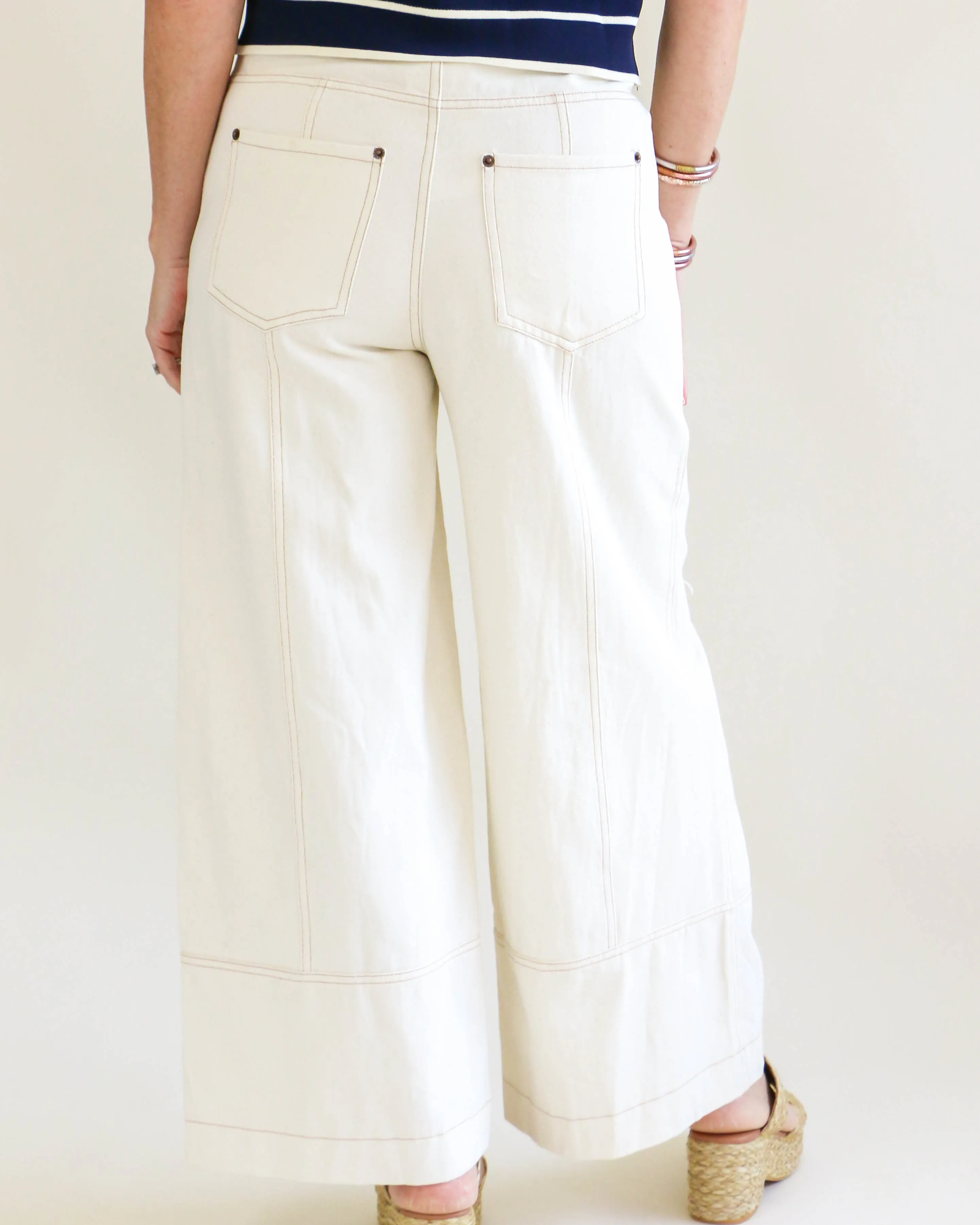 Cream Wide Leg Pants