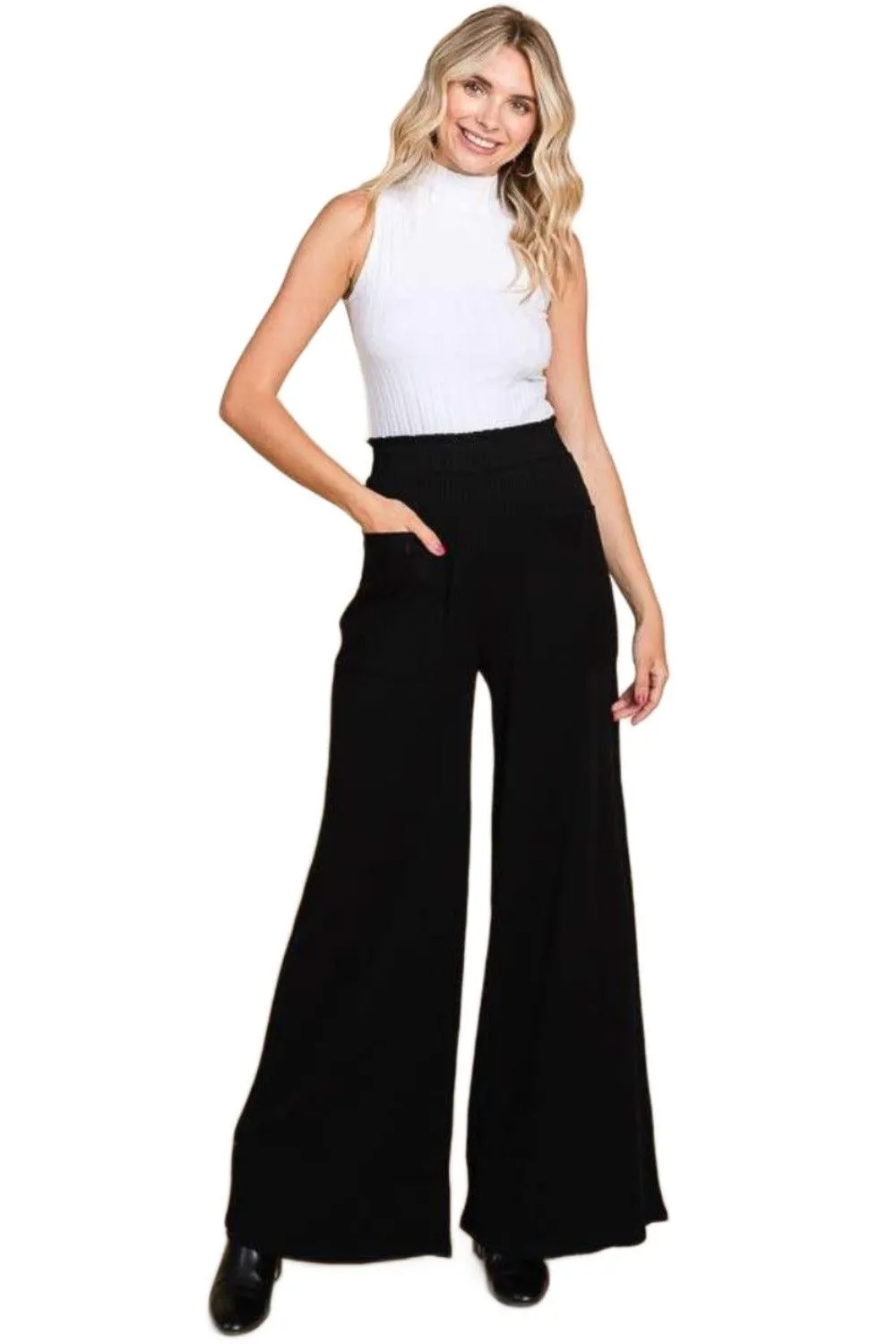 Culture Code Full Size High Waist Wide Leg Pants