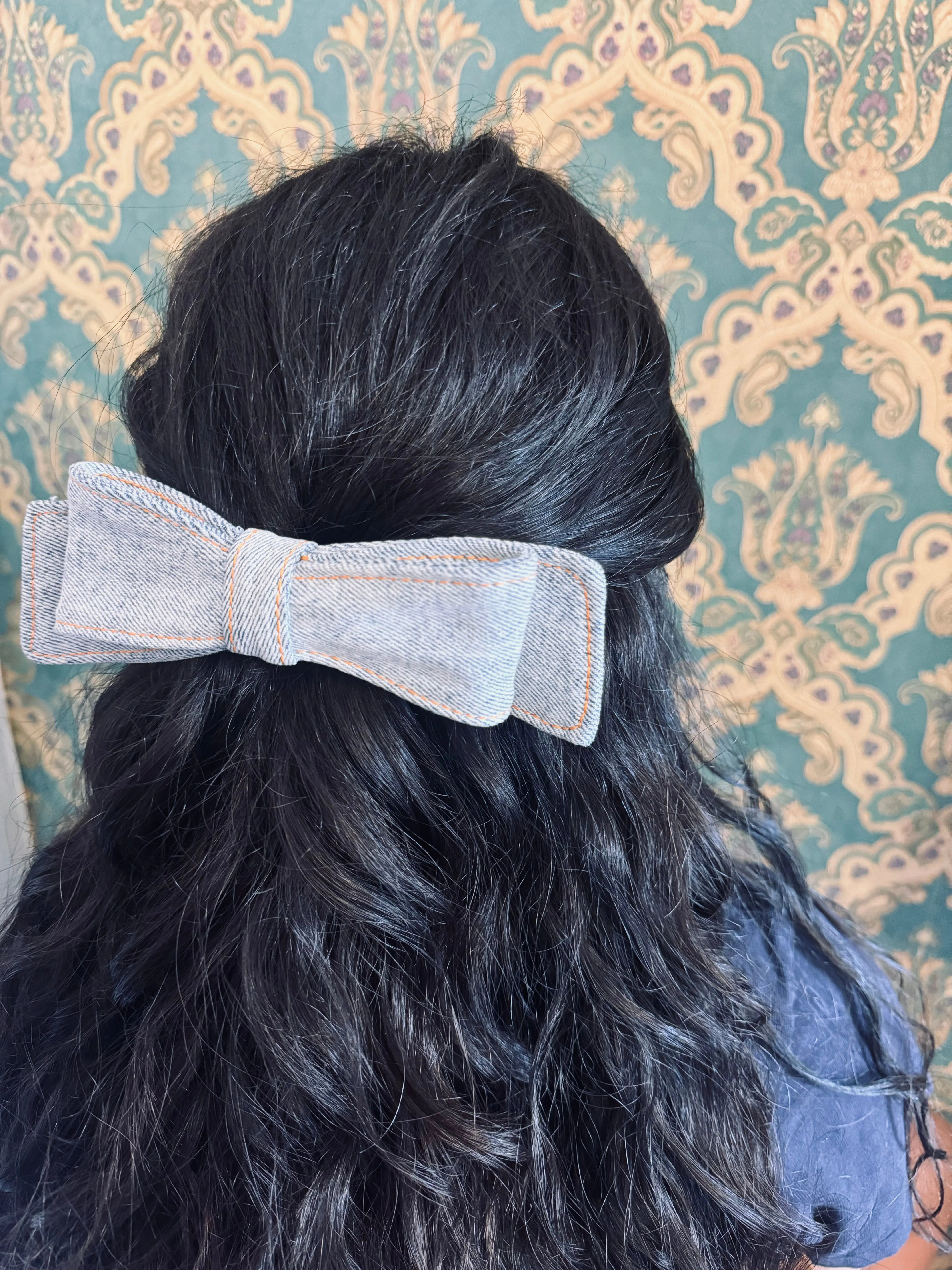 Denim Hair Bows