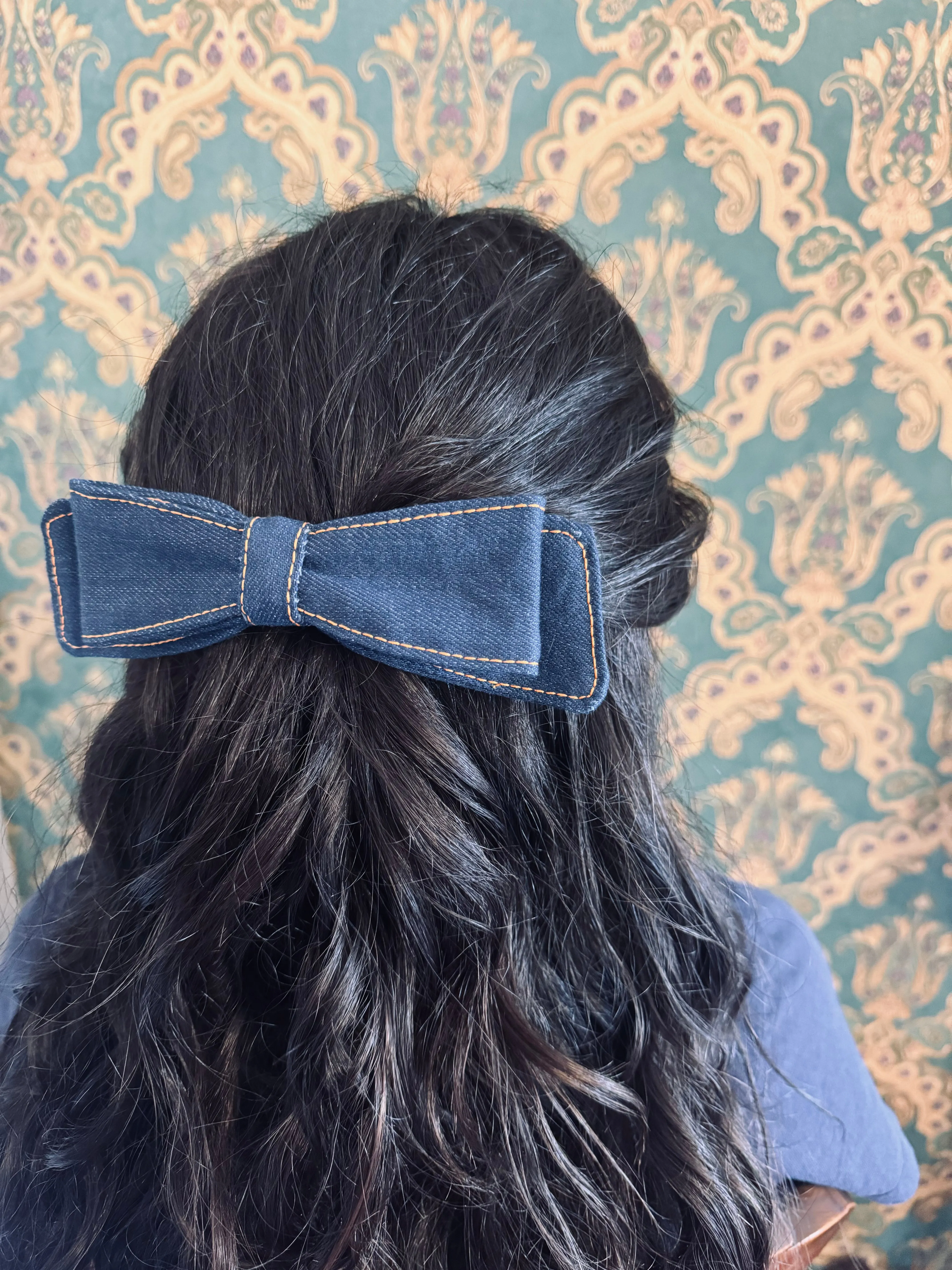 Denim Hair Bows