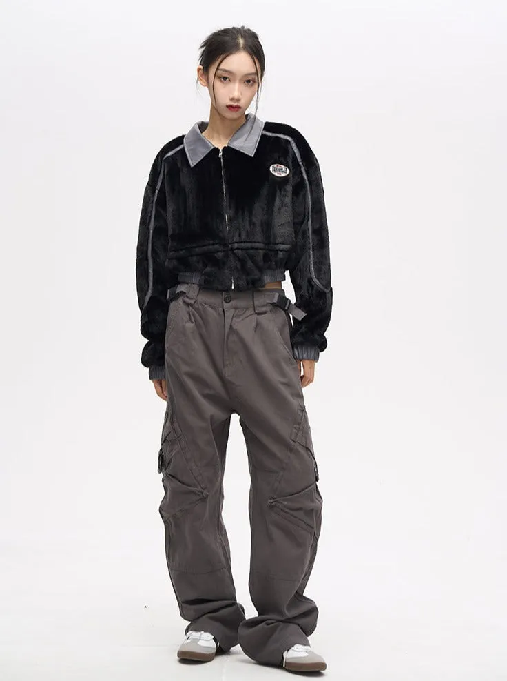 Double Waist Strap Wide Leg Cargo Pants