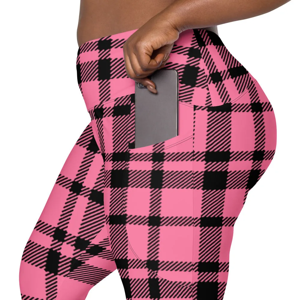 ELEVATED ESSENTIALS, THE PERFECT SIDE POCKET LEGGING HOT PINK CHECKS