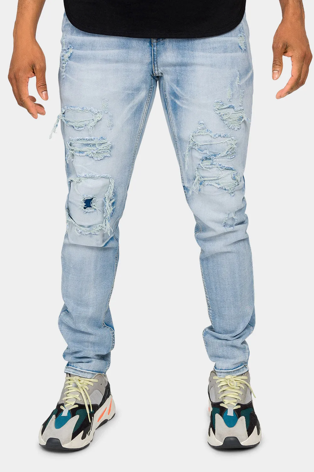 Faded Ripped Repair Denim Jeans