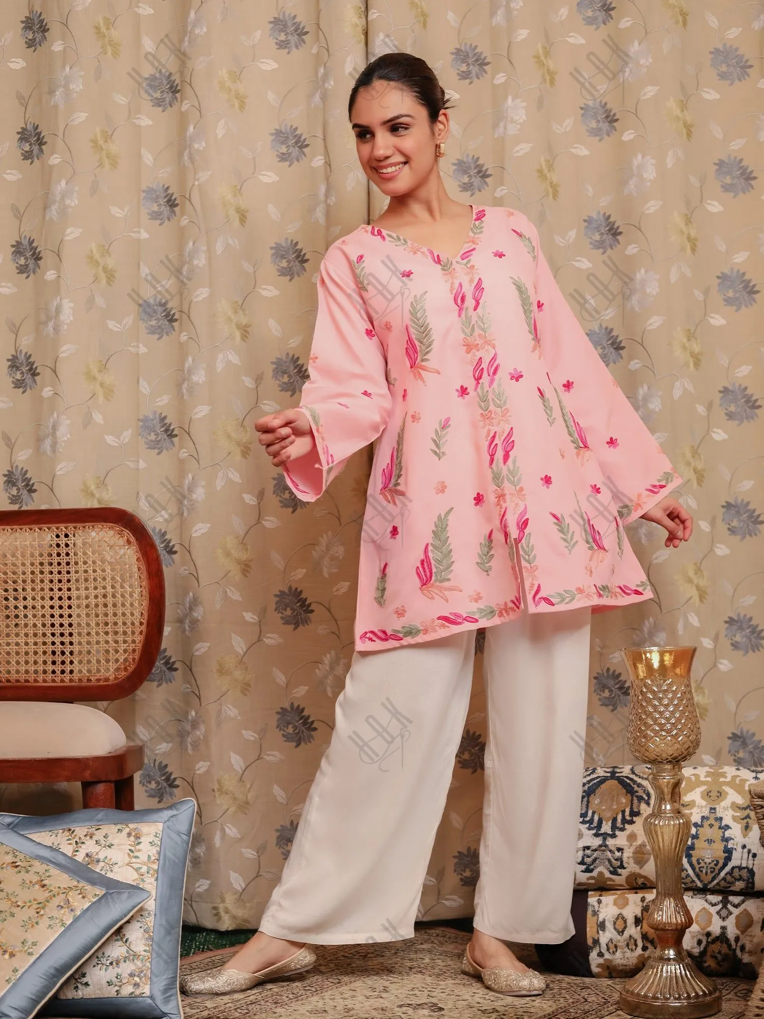 Falak Kashmiri Shirt Style - Pink