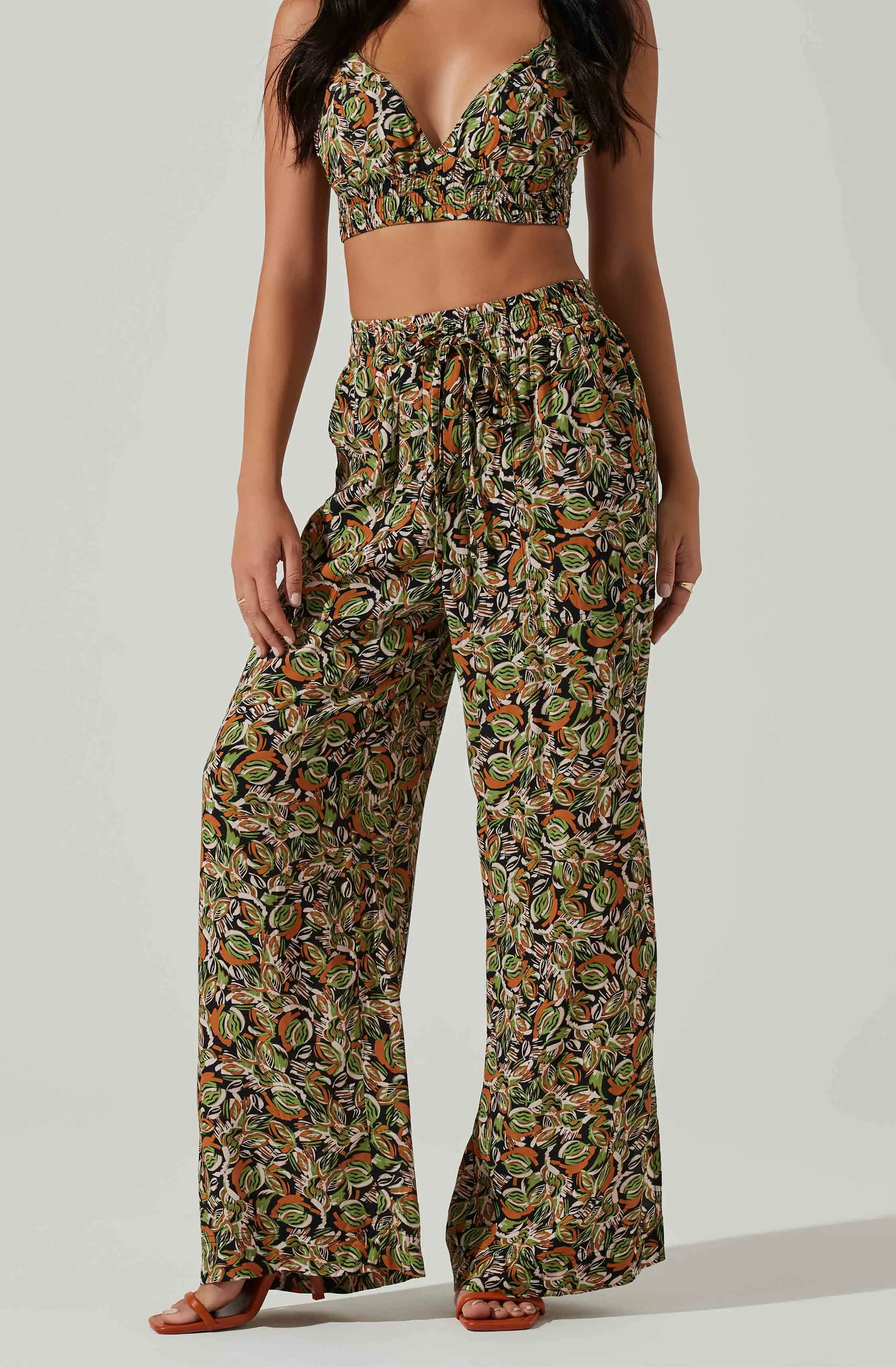 Femi Abstract Print Wide Leg Pants