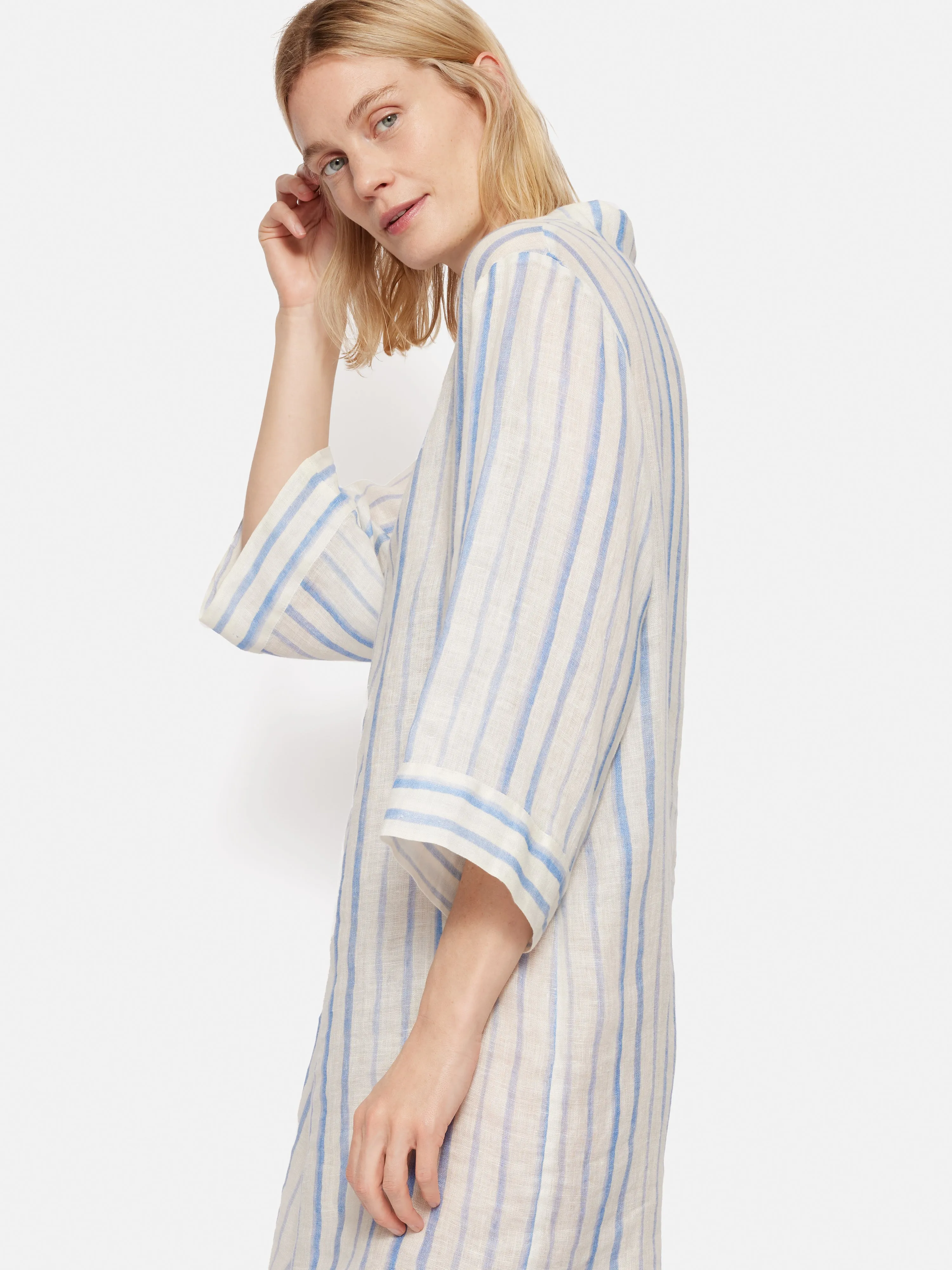 French Linen Stripe Tunic Dress | Blue