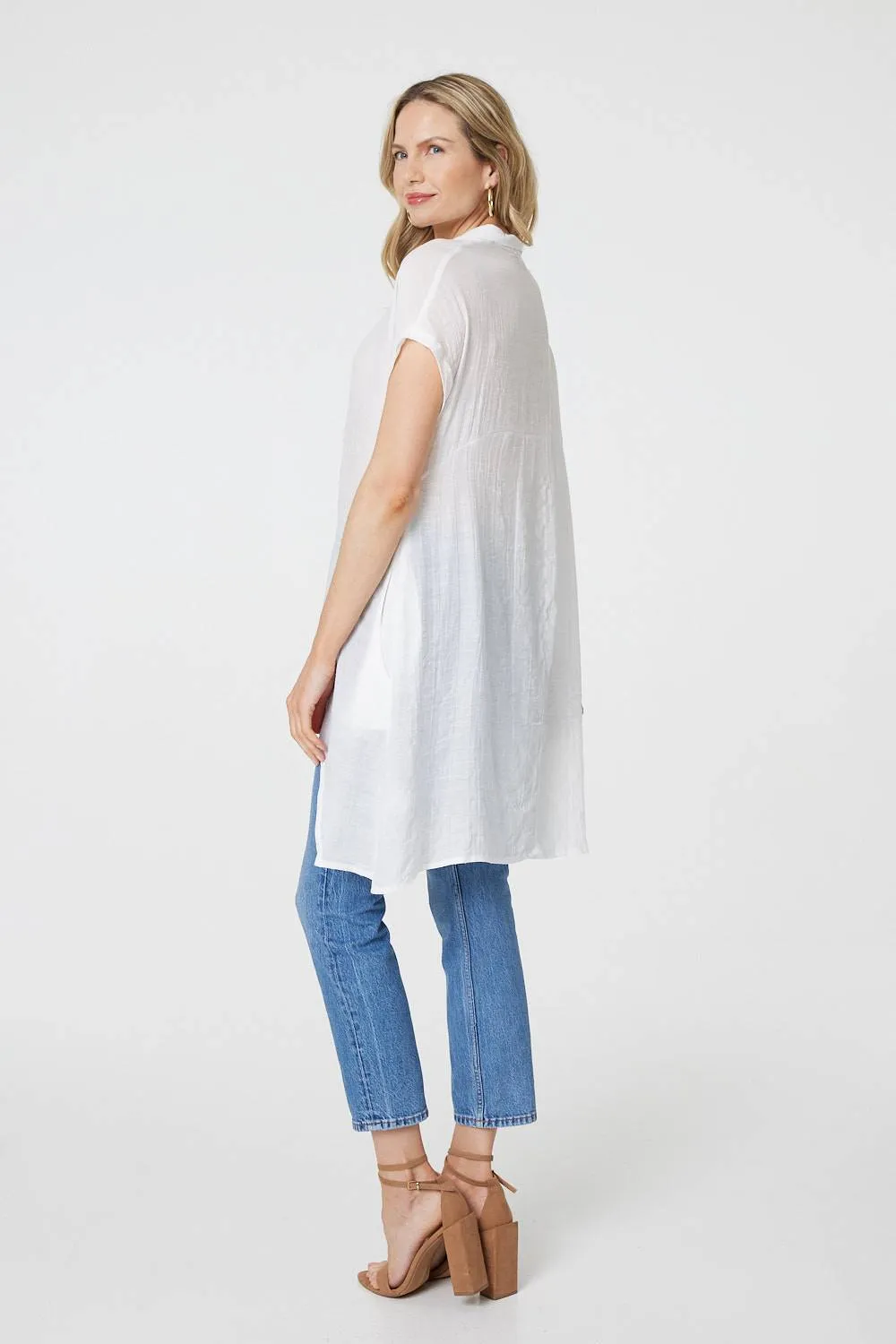 High Low Longline Button-Up Shirt