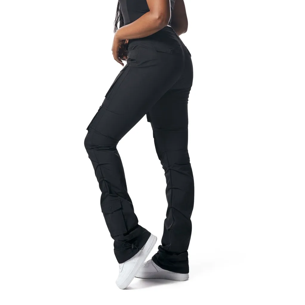 High Rise Stacked Utility Pants - Black