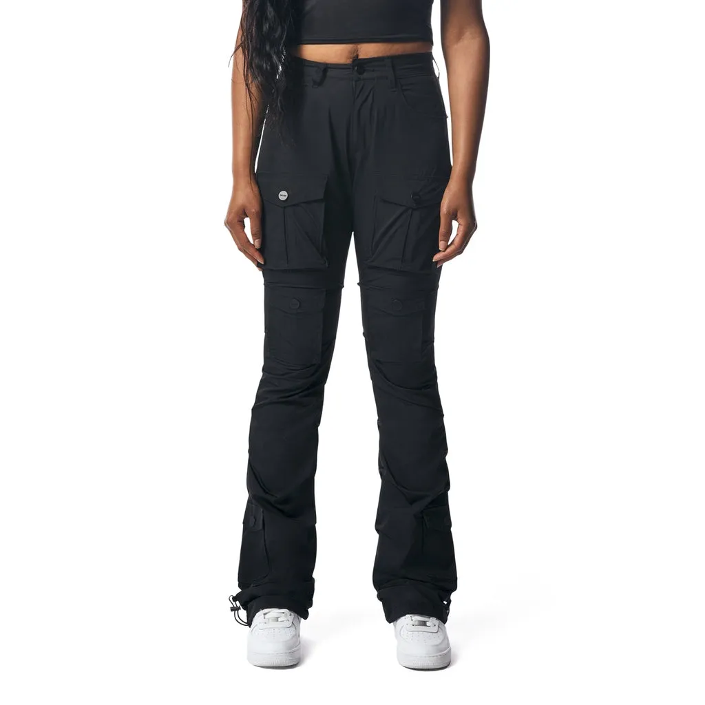 High Rise Stacked Utility Pants - Black