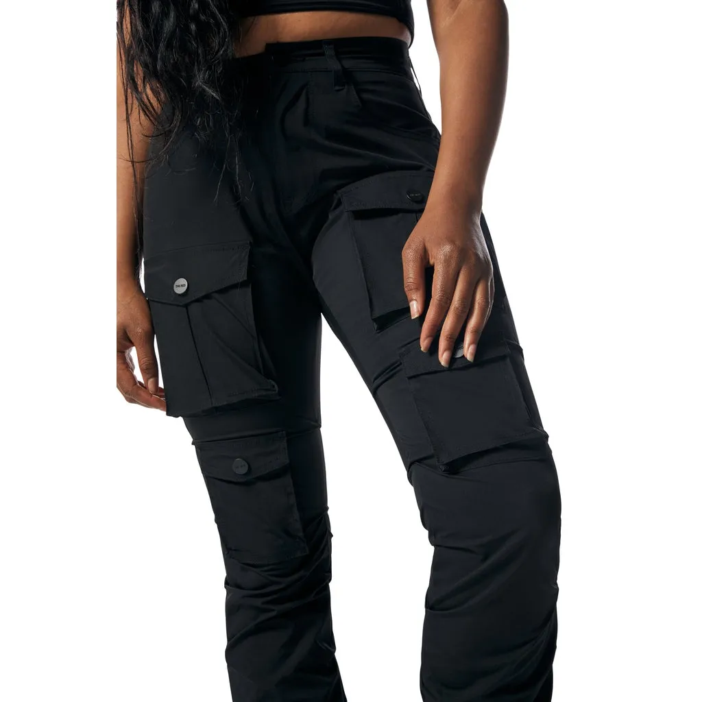 High Rise Stacked Utility Pants - Black