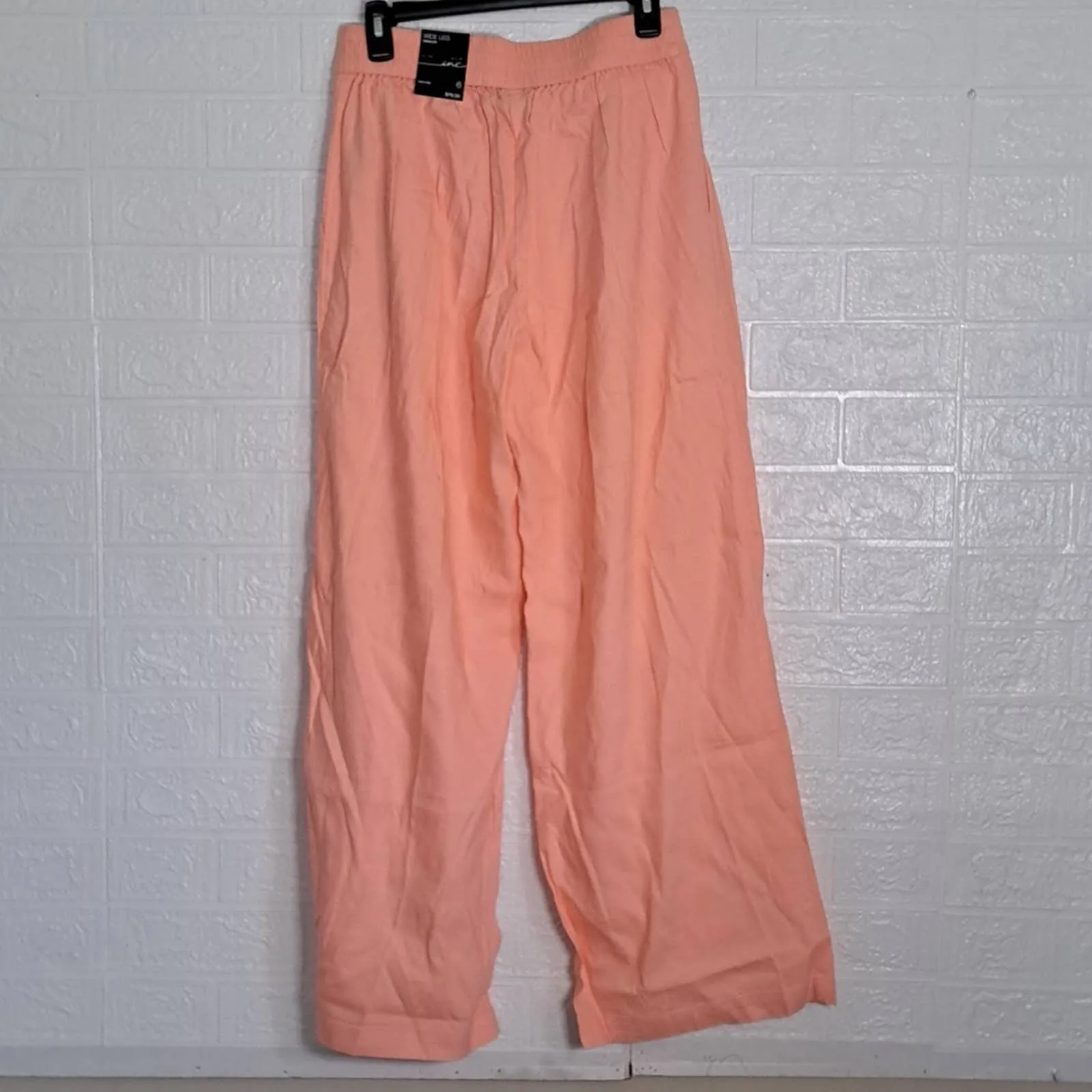 INC Linen Pull-On Wide-Leg Pants First Blush