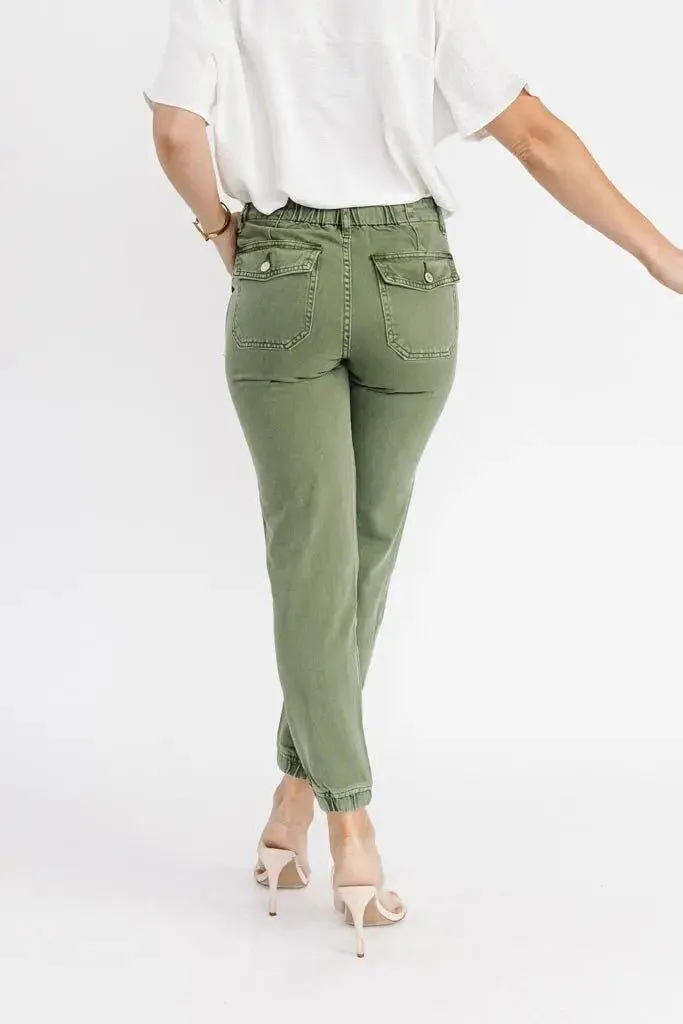 Jada Olive Slim Utility Joggers - Final Sale