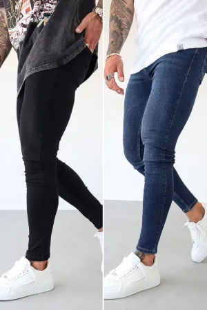 Jeans 2-Pack - Black/Dark Blue