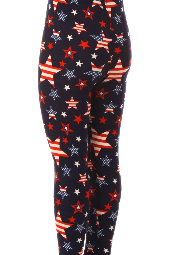 Kid's Stars & Stripes American Flag Pattern Printed Leggings