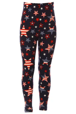 Kid's Stars & Stripes American Flag Pattern Printed Leggings