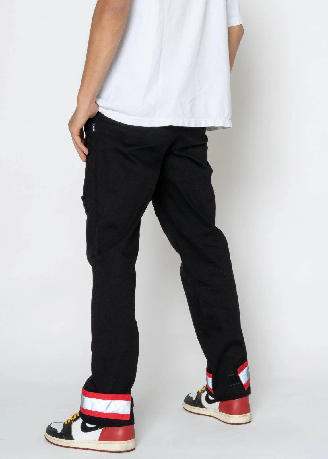 Konus Men's Cargo Pants with Reflective Tape in Black