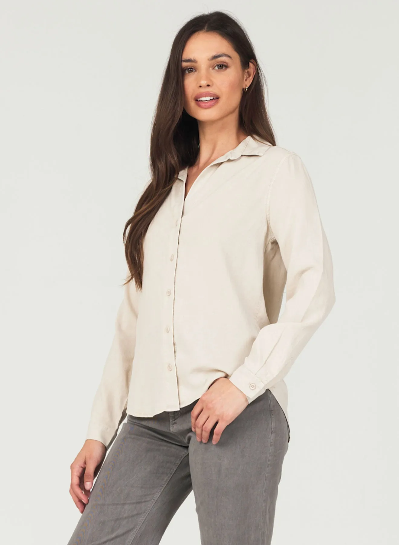 Long Sleeve Classic Button Down - Soft Tan