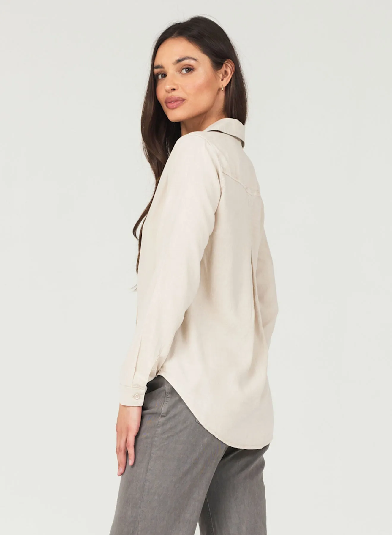 Long Sleeve Classic Button Down - Soft Tan