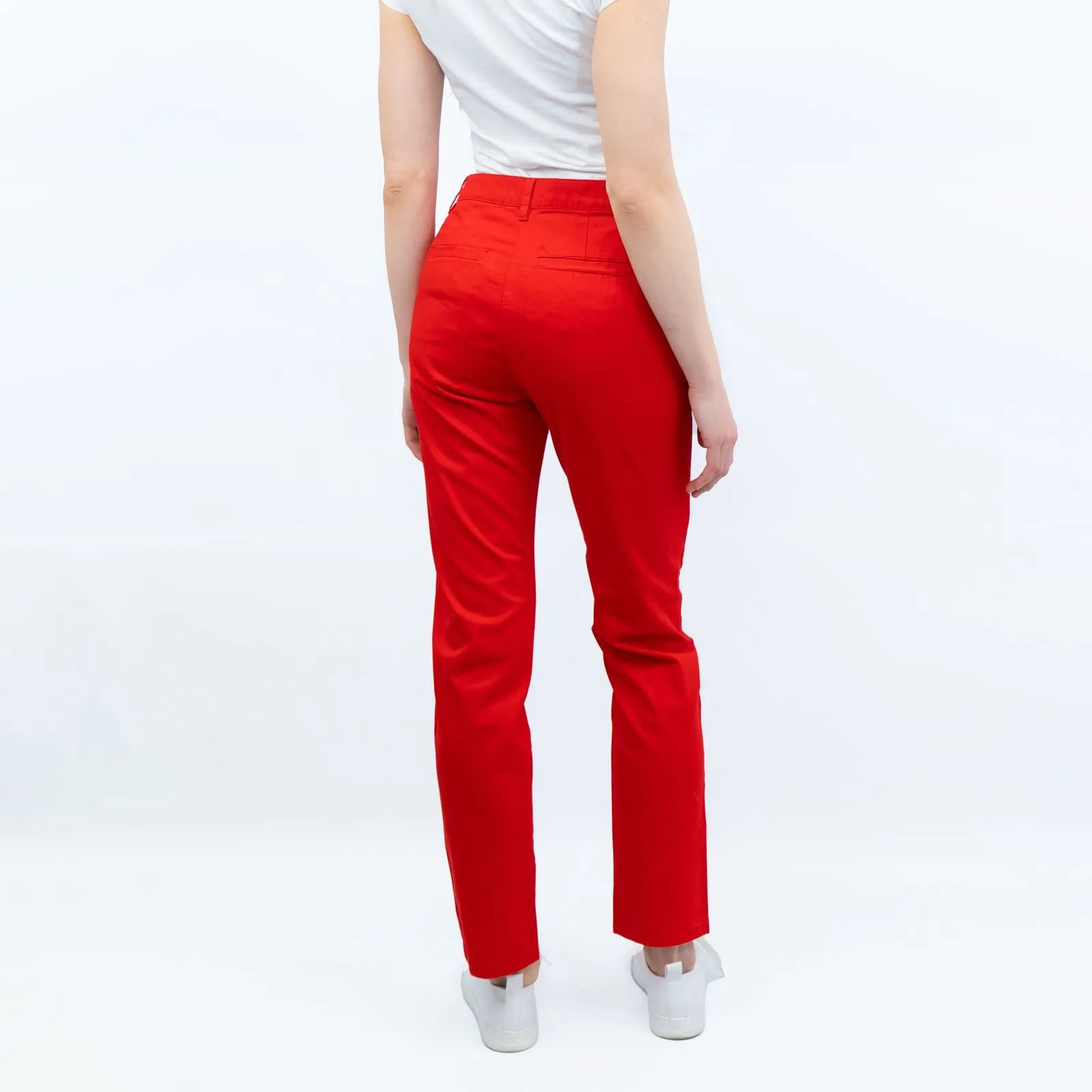 M&S Red Stretch Cotton Chino Trousers with 4 Pockets